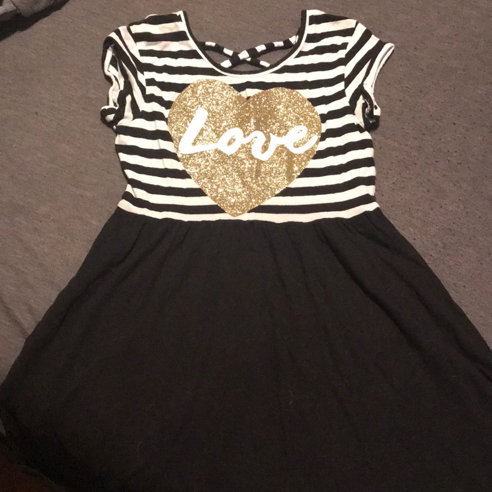 Girls black and striped love dress